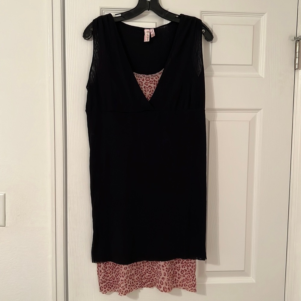 Sweet Pea Black Dress with Cheetah Underlay Size S